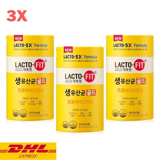 3x Lacto Fit Probiotic 5x Formula New Gold Yellow Balance Excretion 50 sac/can