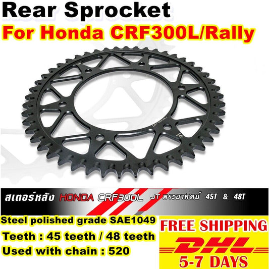 Rear Sprocket Black Steel For HONDA CRF300L 45 teeth 48 teeth Used with chain :
