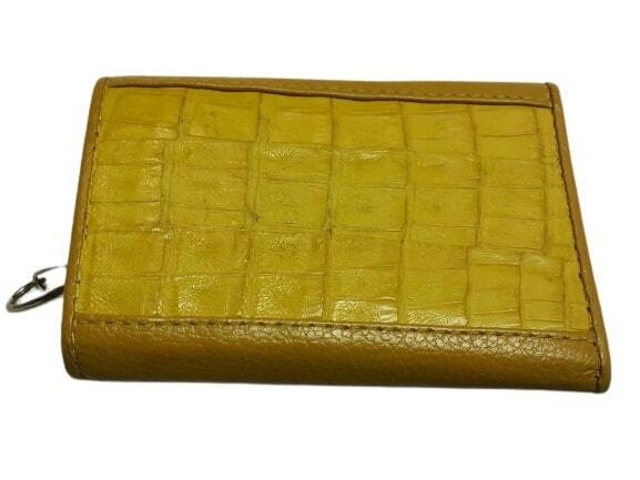 Yellow GENUINE CROCODILE ALLIGATOR SKIN LEATHER KEY CHAINS KEY RINGS MEN WALLET