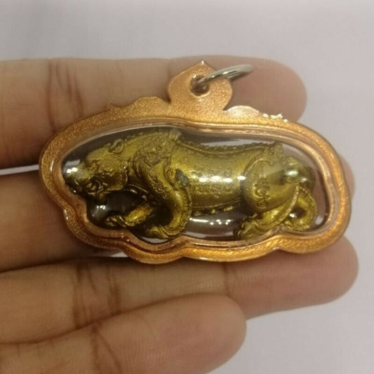 Tiger King Khao Or Wat Phu Khao Thong Case Pendant Waterproof Mantra Thai Amulet