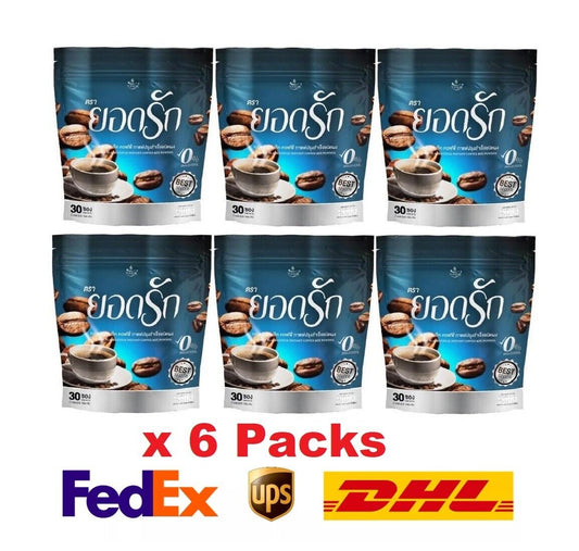 6x Yodrak Instant Black Coffee 0% sugar, trans fat, cholesterol Healthy Slimming
