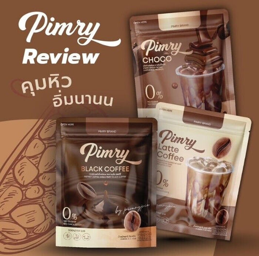 3x Pimry Instant Drink 0% Sugar Cocoa, Black Coffee, Latte Coffee