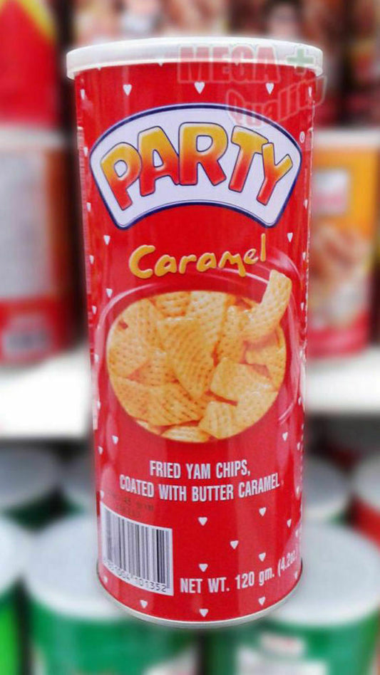 PARTY FRIED YAM CHIPS COATED WITH BUTTER CARAMEL Sweet Snacks from Thailand 120g