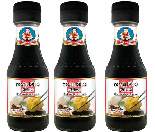 3 x 125 ml. Healthy Boy Dek Som Boon Black Vinegar Sauce Sour Sauce