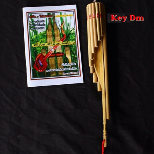 Wote Flute Panpipe Thai Bamboo Instrument Musical Handmade Free Book Isan Key Dm