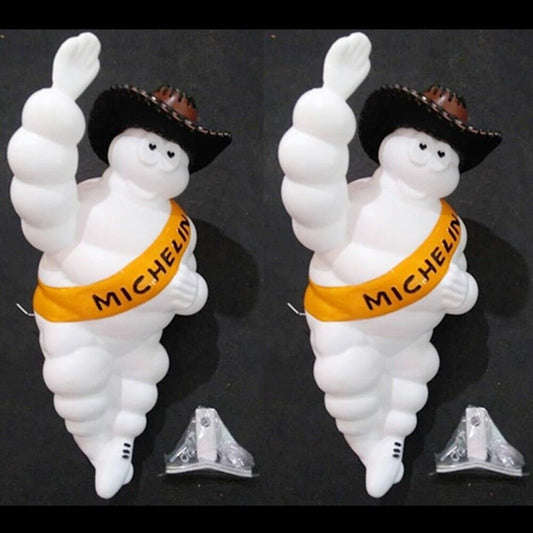 BIBENDUM ADVERTISE TIRE MICHELIN PLASTIC FIGURE COWBOY HAT&LIGHT TIRE 2X14 INCHS