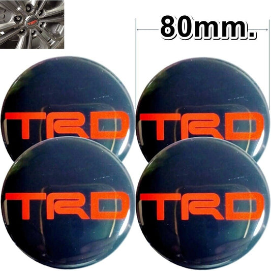 W18 80mm X 4pcs Stickers Resin Reflect Logo Decals Emblem Wheels Center Caps TRD