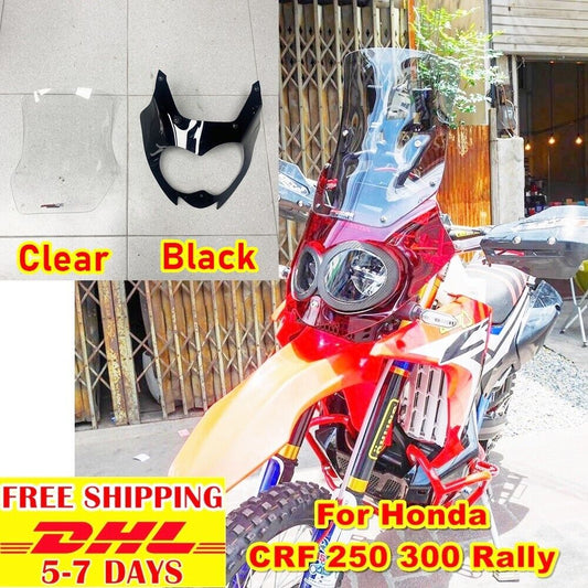 C5 Clear Black Windshield Windscreen Honda For CRF 250 300 Rally Fit Deflector