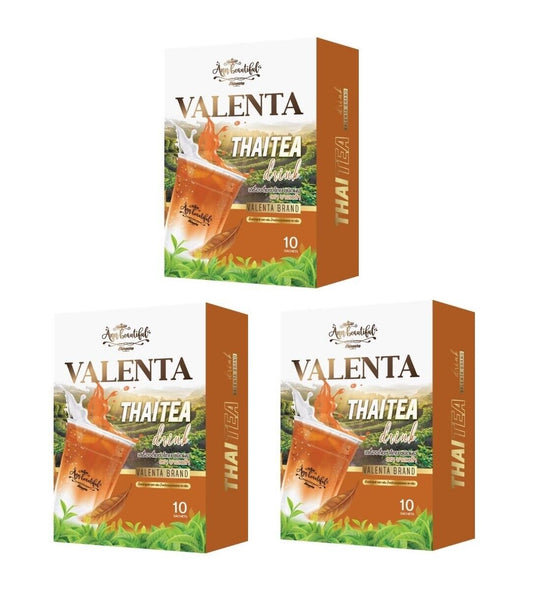 3xValenta Thai Tea Drink 0% Sugar High Fiber helps excretion Burn 0% Cholesterol