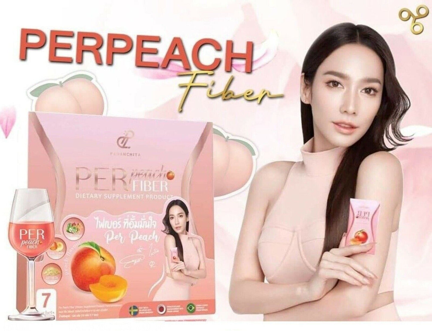 1 Box Per Peach Fiber Drink Detox Body Slim Belly