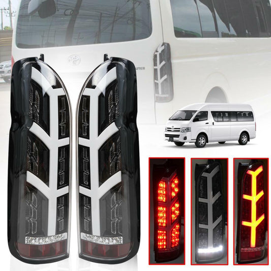Tail Lights Rear Lamp Smoke Black LED For Toyota Hiace Commuter Van 2005-2018