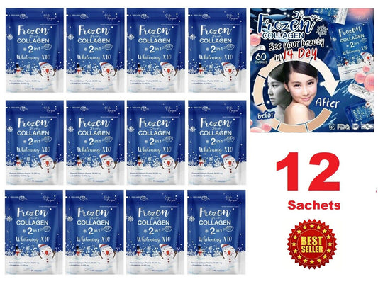 12X Frozen Collagen Peptides Glutathione 2in1 Whitening X10 Bright Skin Younger