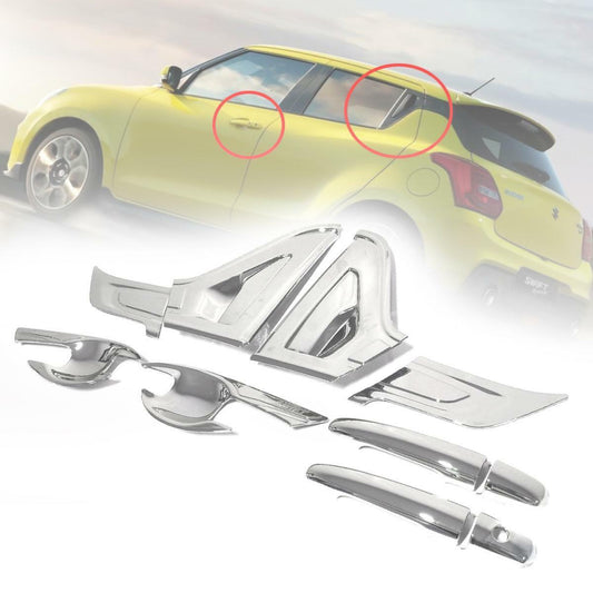 Doors Handle Bowl Insert Cover Chrome Set Fit Suzuki Swift No Top 2018-19