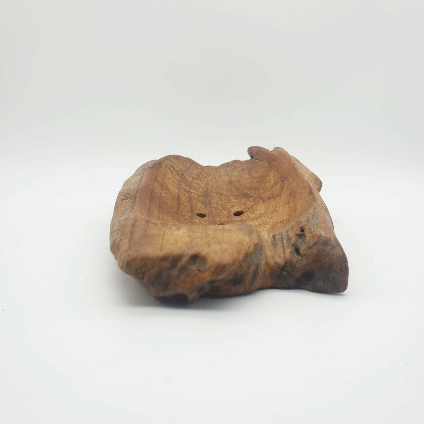 Hand Carved Wood Teak Wooden Bowl Box Natural Fruit Soap Dish Vintage
