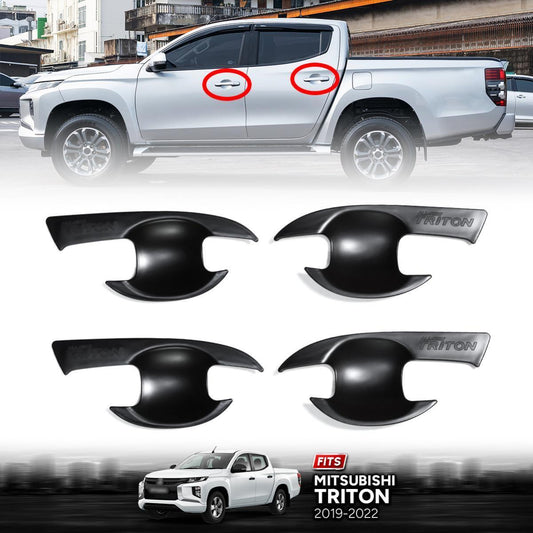 4 Doors Handle Bowl Cover Matte Black For Mitsubishi Triton L200 MR 2019 2020