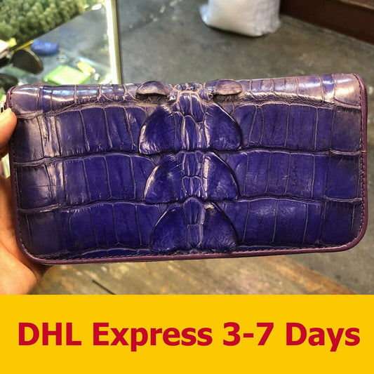 Purple Original CROCODILE FASHION Model LEATHER TAIL CLUTCH Strap WOMEN WALLETS