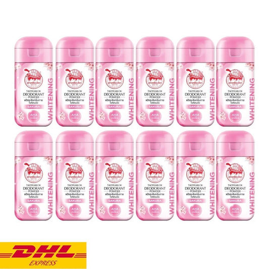 12x Taoyeablok Deodorant Powder Sakura AHA B3 Whitening Armpit Suppress Odor 22g