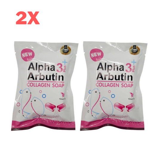 2x Alpha 3 Plus Arbutin Collagen Soap Bar Skin Brightening Radiance Nourish 80 g