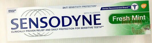 100g Sensodyne Fresh Mint Fluoride Toothpaste blocks the Hot Cold sensitivity