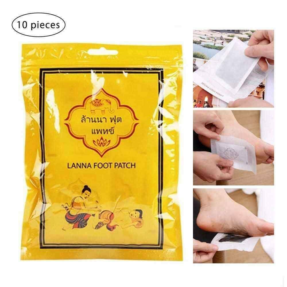Lanna Foot Patch Thai Natural Herb Detox Pad Traditional Treatment 10x10pcs