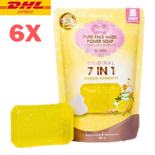 6x Jellys Pure Face Mask Power Soap Bar Premium Reduce Acne Whitening Skin 80 g