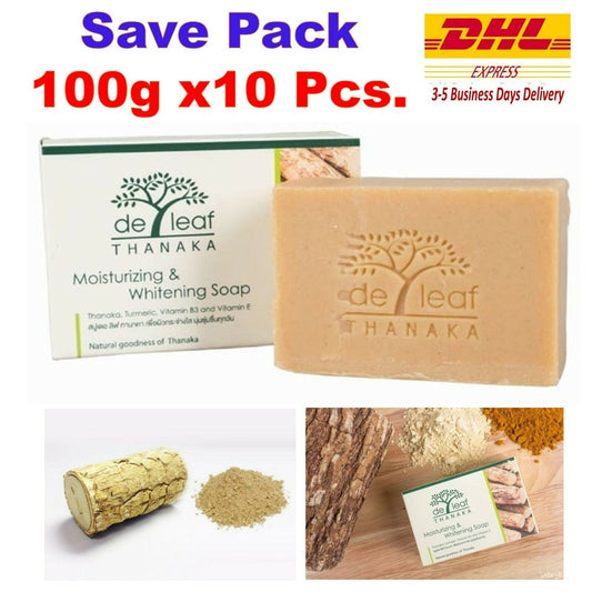 10Pcs De Leaf Thanaka Soap Moisturizing Radiance Skin Thai Herbs Extracts 100g