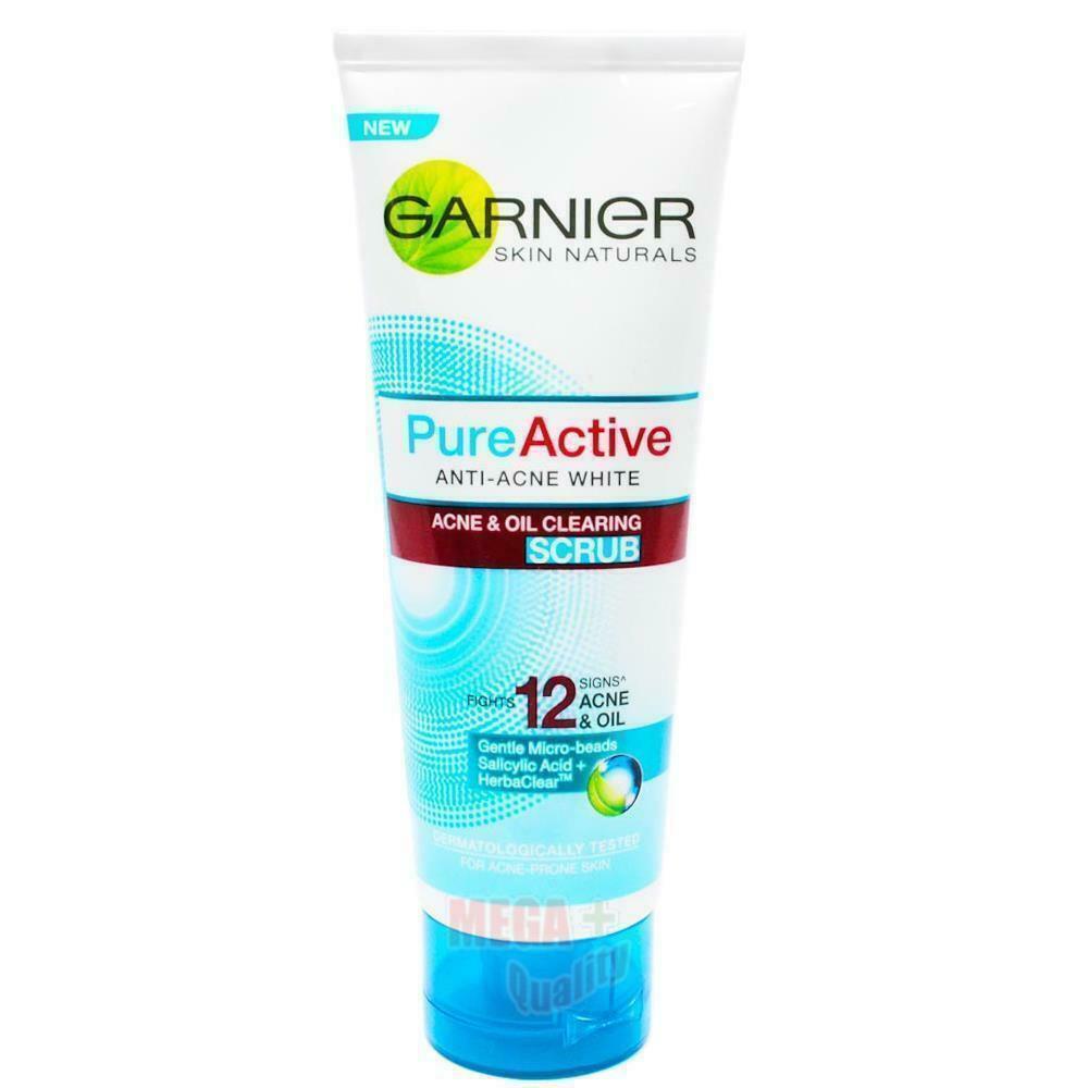 2x Garnier Skin Naturals Pure Active ANTI-ACNE WHITE OIL CLEARING SCRUB 100ml