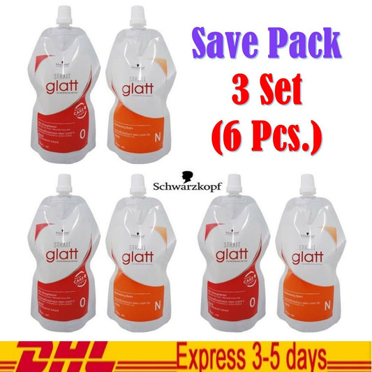 6Pcs GLATT 0 SCHWARZKOPF Hair Straightening Rebonding Straightener Cream Curly