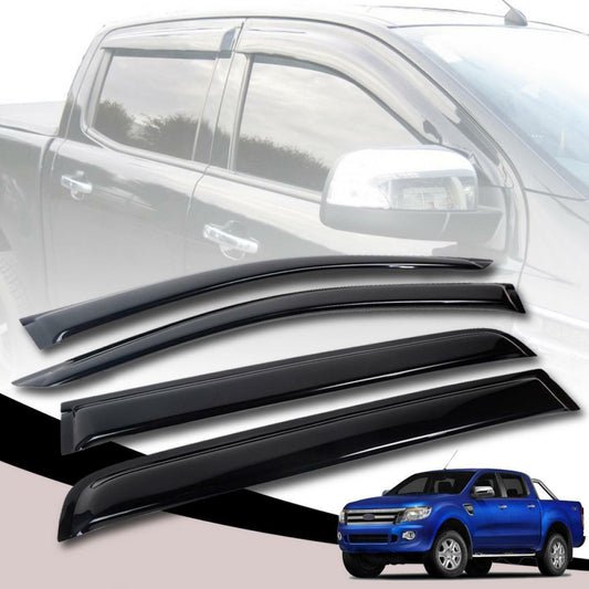 WINDOW RAIN VISOR WEATHER GUARD FIT FORD RANGER 4 DOOR T6 XLT WILDTRAK 2012-2018