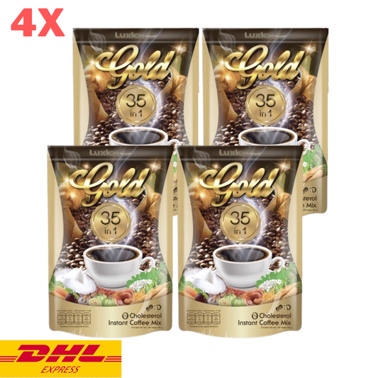 4x Luxica Gold Instant Coffee Mix 35 in 1 Herbal for Health No Sugar Natural