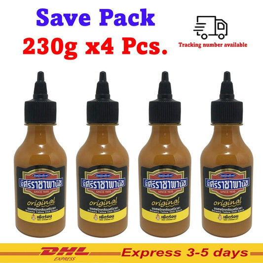 4x230g Very Strong Hot Flavor Yellow Chili Sauce Original Thai Sriraja Panich
