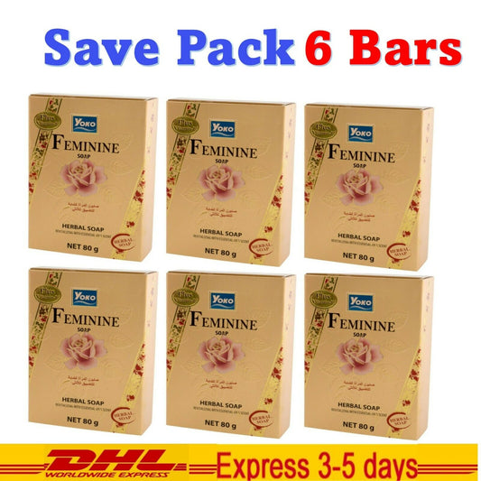 6x Yoko Feminine Herbal Soap Revitalizing plus Vitamin E Essential Oil 80g