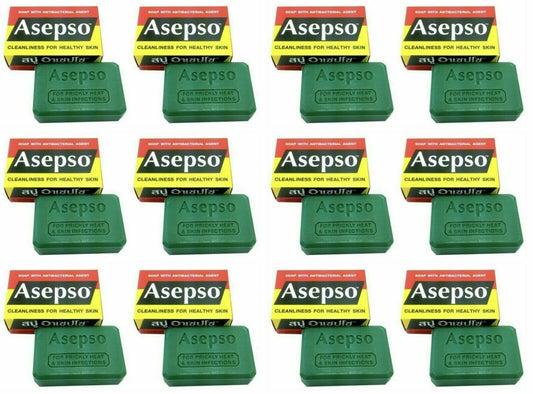 12 X Asepso Antibacrerial Agent Soap Bar Soap 2.8 Oz(80 g.)