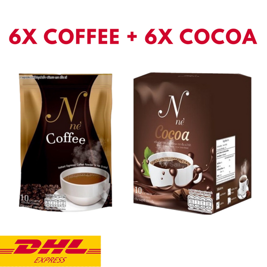 N Ne Coffee x6 +Cocoa x6 Instant Espresso Mix Slimming Weight Control Hunger Set