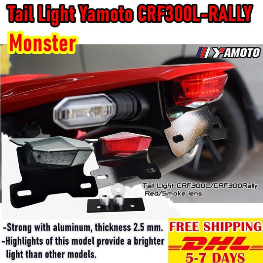 Tail Light For Honda CRF300L-RALLY Monster Aluminum 2.5 mm Thickness Red / Smoke