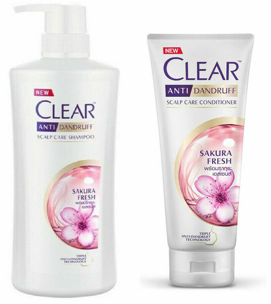 Clear All Hair Types Sakura Fresh 650ml Shampoo + 300ml Conditioner Scalp