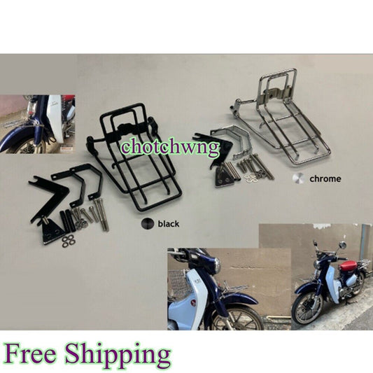 Supercub C125 Front Basket With Luggage Steel Black Chrome Color Bike Accessorie