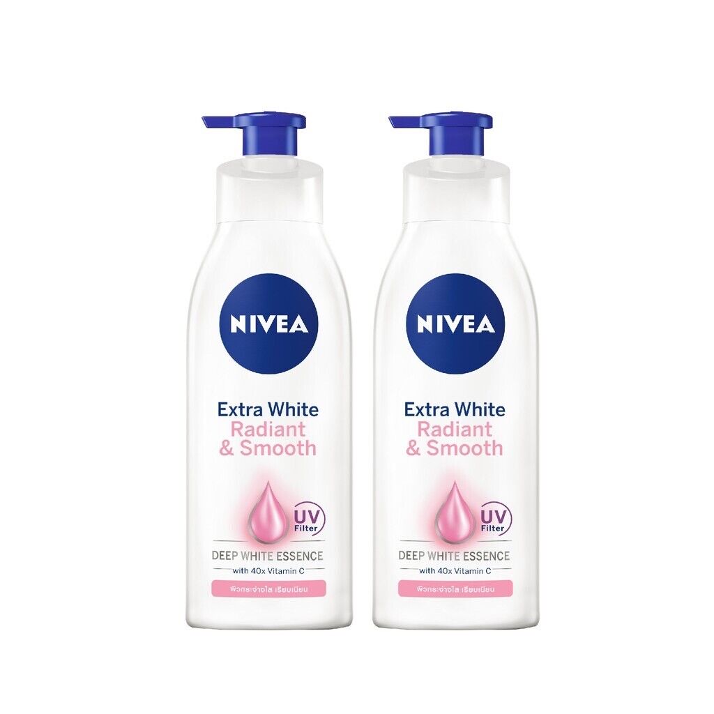 2x Nivea Body Lotion Extra White Radiant & Smooth Whitening UV Filter VitC 400ml