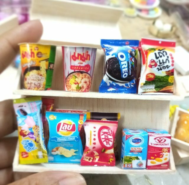 10 pcs Dollhouse Miniatures Assorted Snack Pack Thai Mart Store Food Party Decor