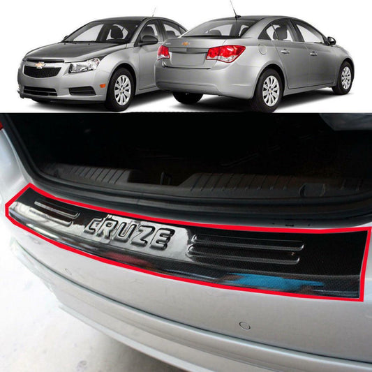 Rear Tailgate Bumper Guard Black Carbon For Chevrolet Cruze LTZ Sedan 2009-2016