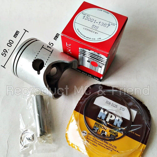 Piston + Rings + Pin Set Size STD (Diameter = 59.00mm) For Kawasaki KR150 (1998)