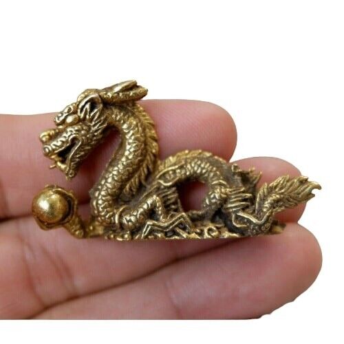Brass Powerful Magic China Dragon Statue Rich Money Talisman Thai Amulet Wealth
