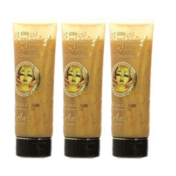3x 24k Gold Mask L-Glutathione Rejuvenation Skin moist smooth whitening face