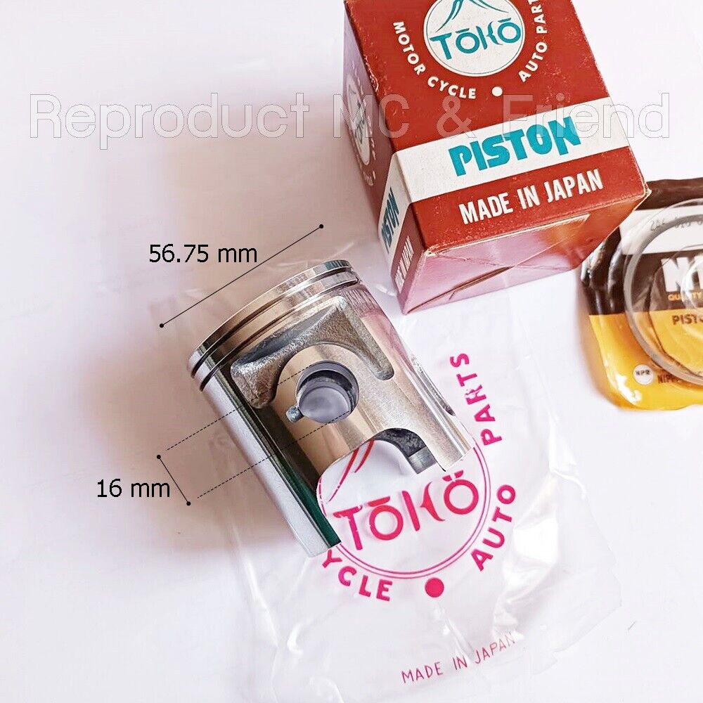 Yamaha DT125 (1978-1981) Piston + Ring Set OS 0.75 (Diameter=56.75mm.) JP