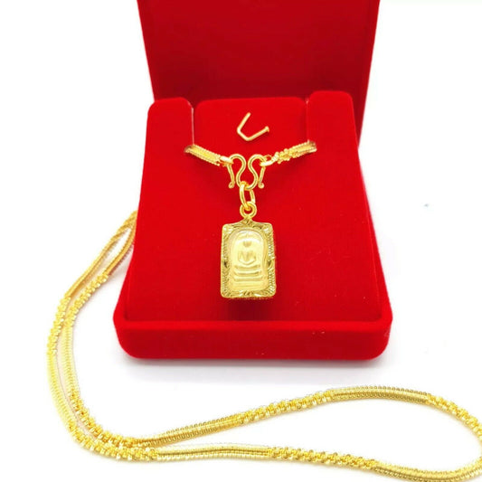 Phra Somdej Gold Plated Micron Necklace Pendant Thai Buddha Amulet Wat Rakang