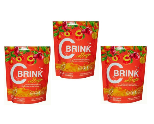 3x C Brink Collagen & Vitamin C Powder Peach Flavor Boost immunity Skin Healthy