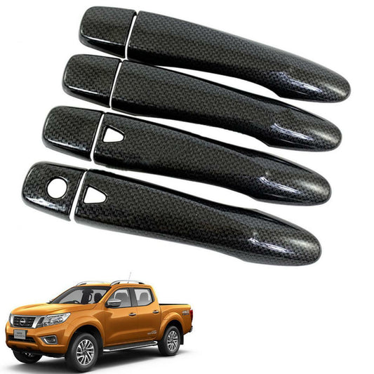 4 Door Handle Cover Black Carbon Smart Key For Nissan Navara NP300 D23 2014-2019