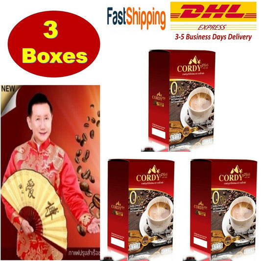 3 x Coffee Cordy Plus Cordyceps Ganoderma Herb Ginseng No Sugar Health Coffee