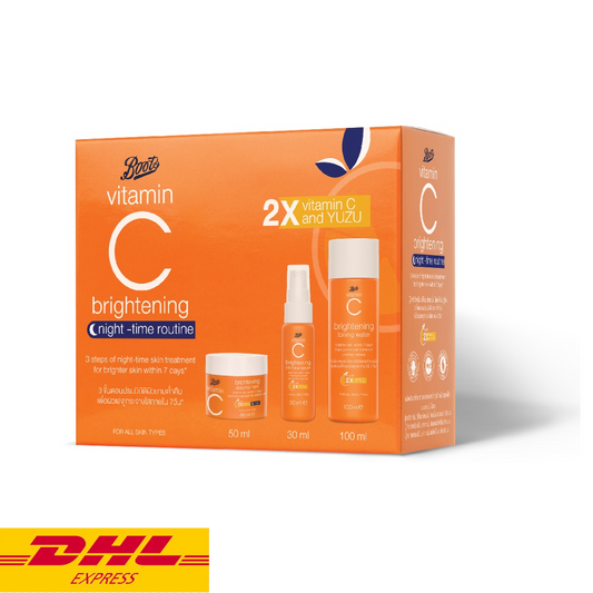 Boots Vitamin C Brightening Night Time Routine Sleeping Mask +Serum +Toner SET