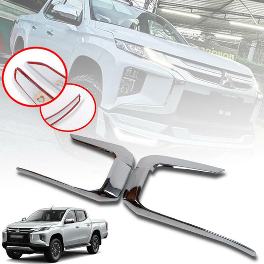 Side Front Bumper Cover Chrome Trim For Mitsubishi Triton L200 MR 2019 2020